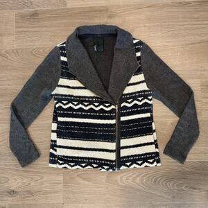 Anthropologie Dolan Black Letter Tshirt Moto Zipper Cardigan USA Made Small